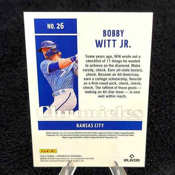 Bobby Witt Jr. (RC) 2022 Chronicles - #26 Kansas City Royals - Picture 2 of 2